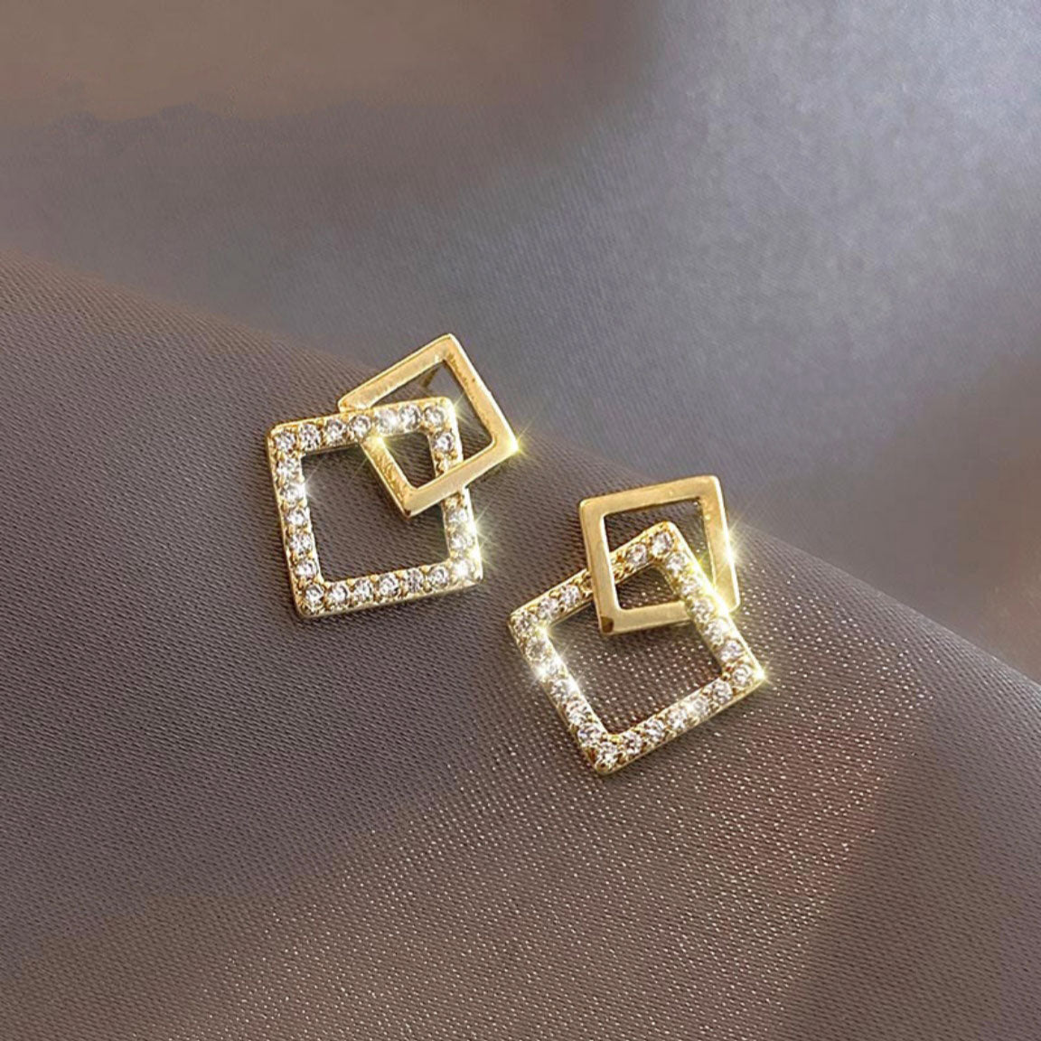 Square Folding Geometric Earrings 