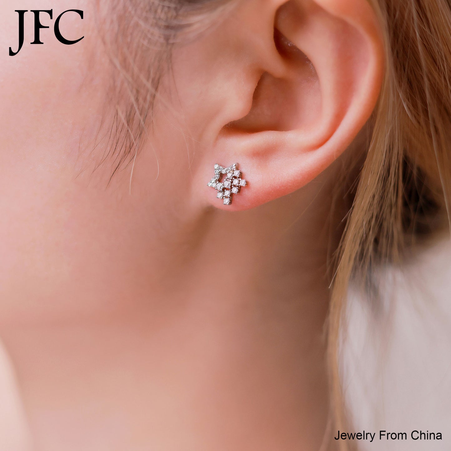 Cute diamond broken diamond earrings 