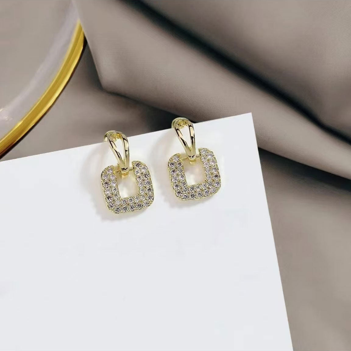 Square Geometric Diamond Earrings