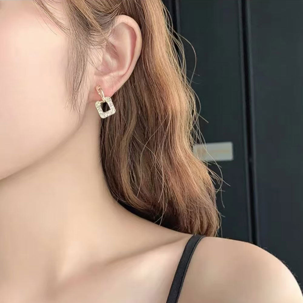 Square Geometric Diamond Earrings