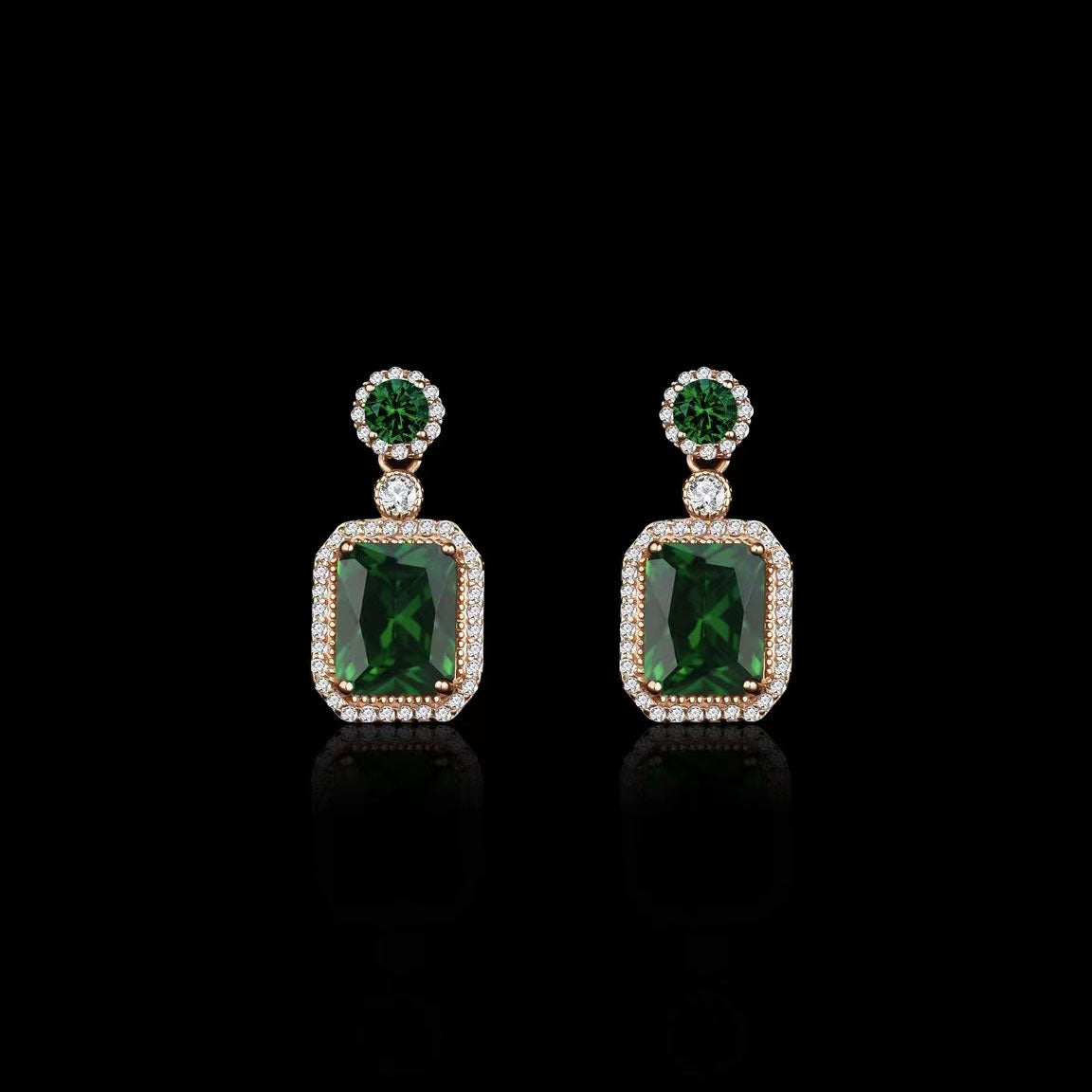 French style vintage emerald earrings 