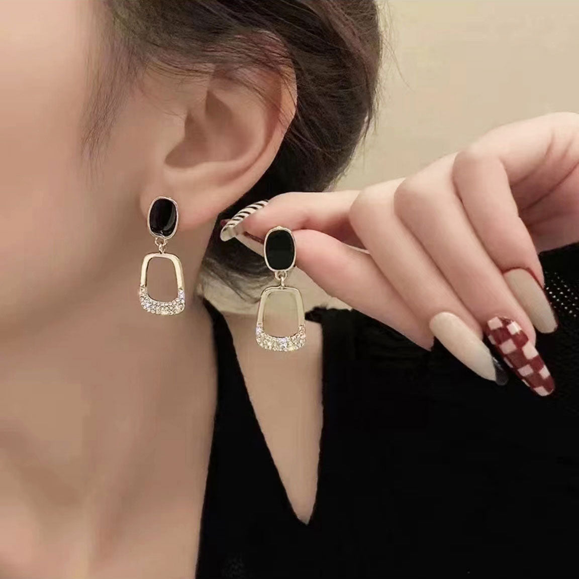 Unique Korean style geometric earrings 