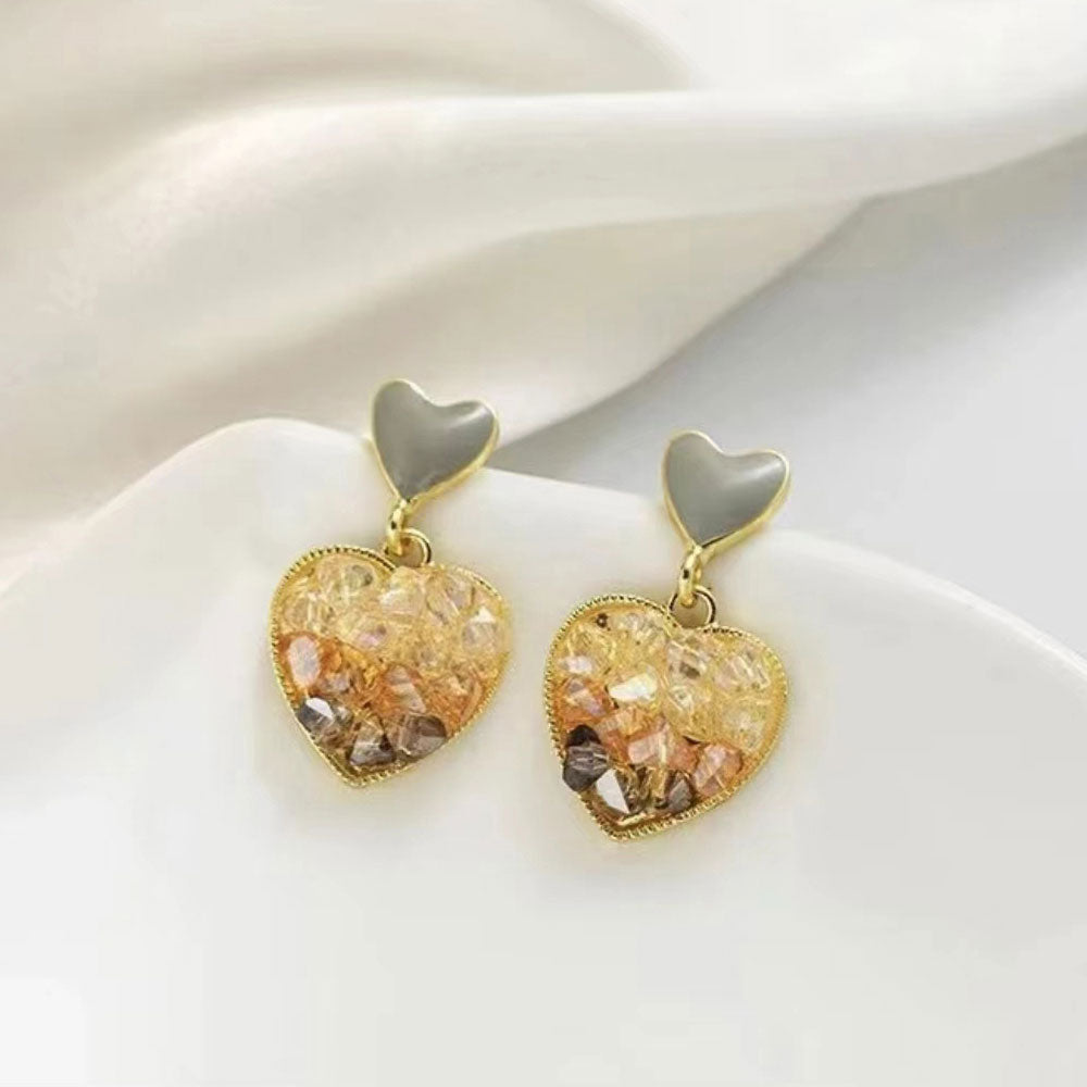 Korean style heart shaped crystal earrings 