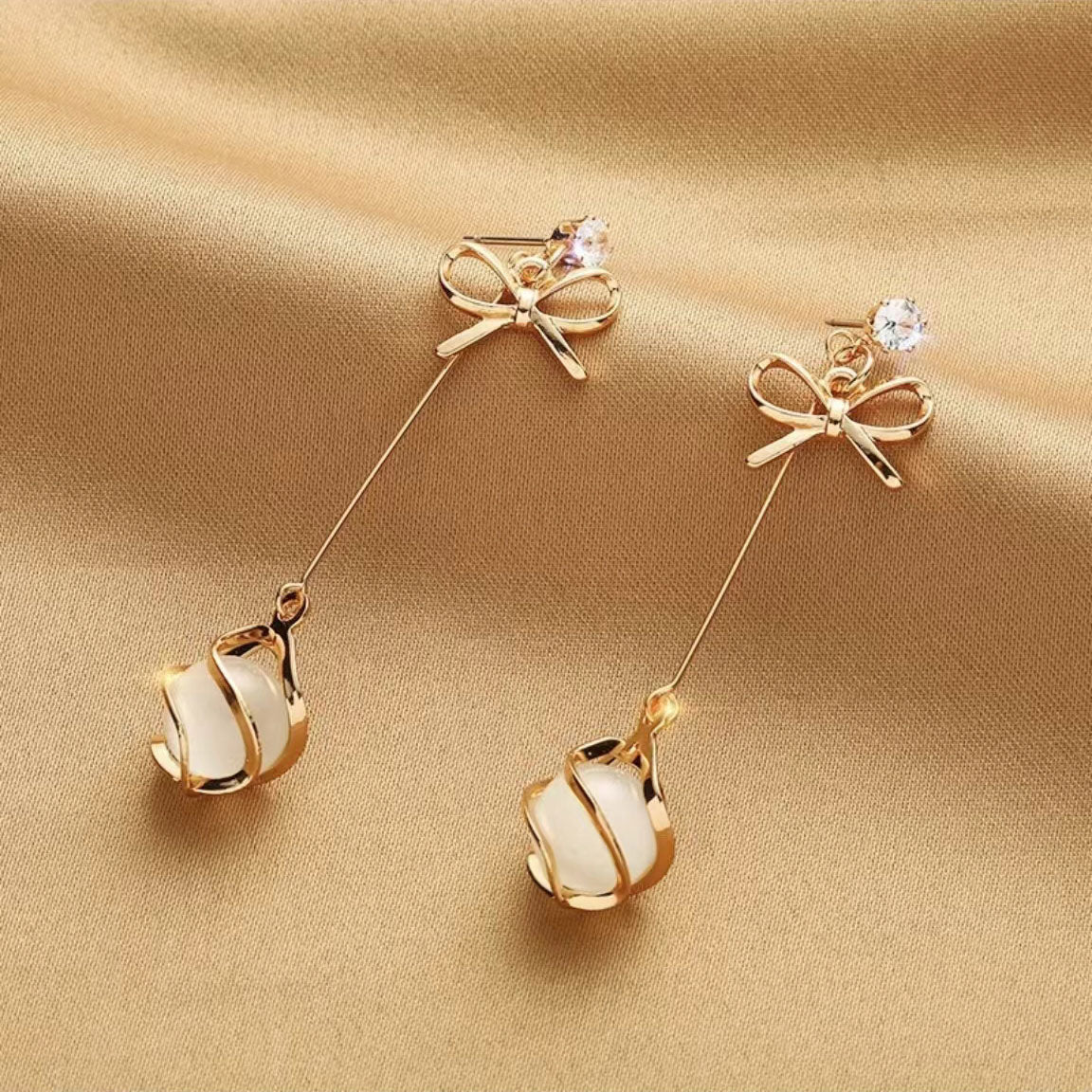 Korean style long cat eye earrings