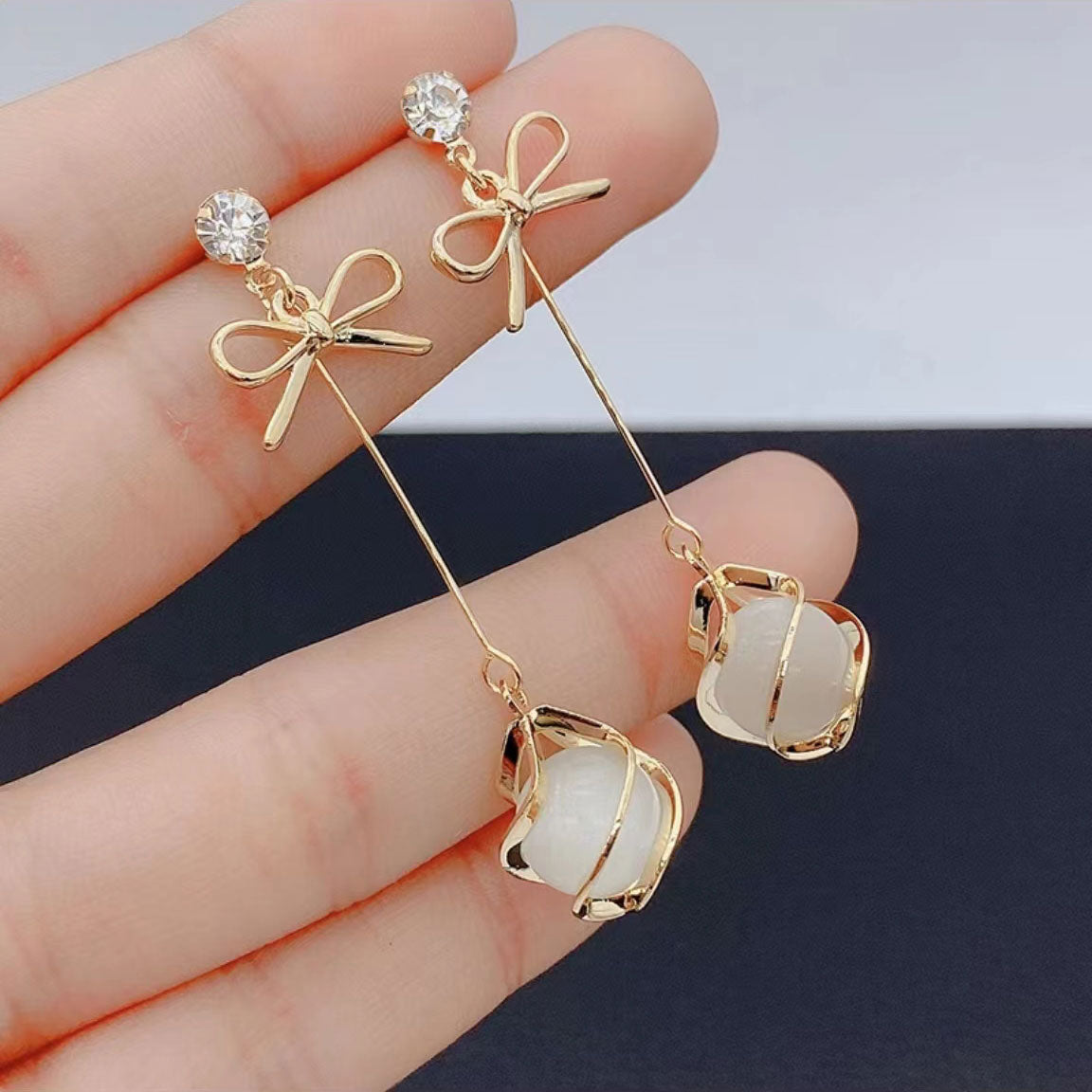 Korean style long cat eye earrings