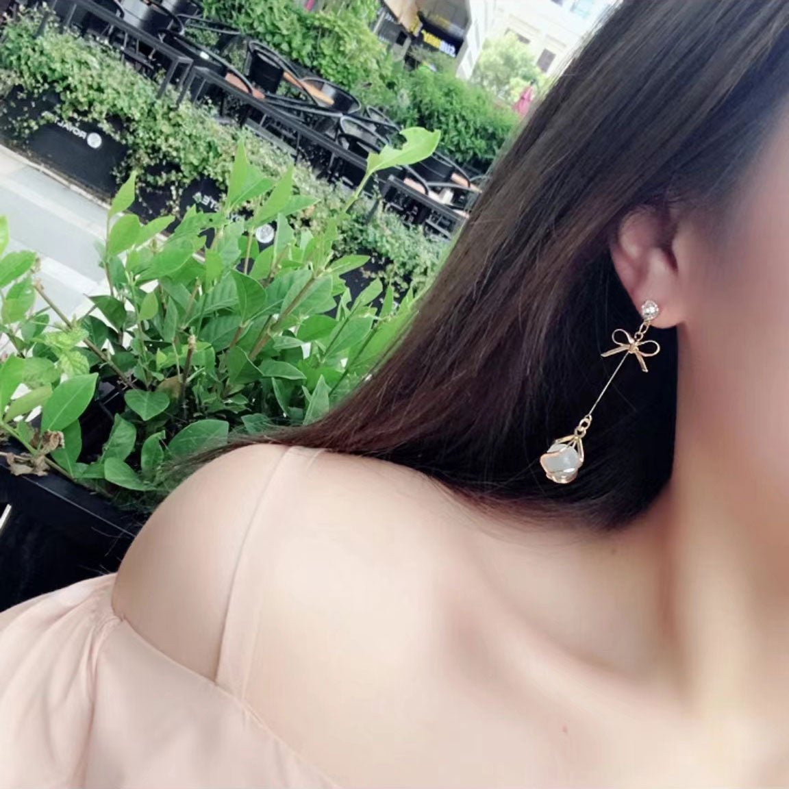 Korean style long cat eye earrings