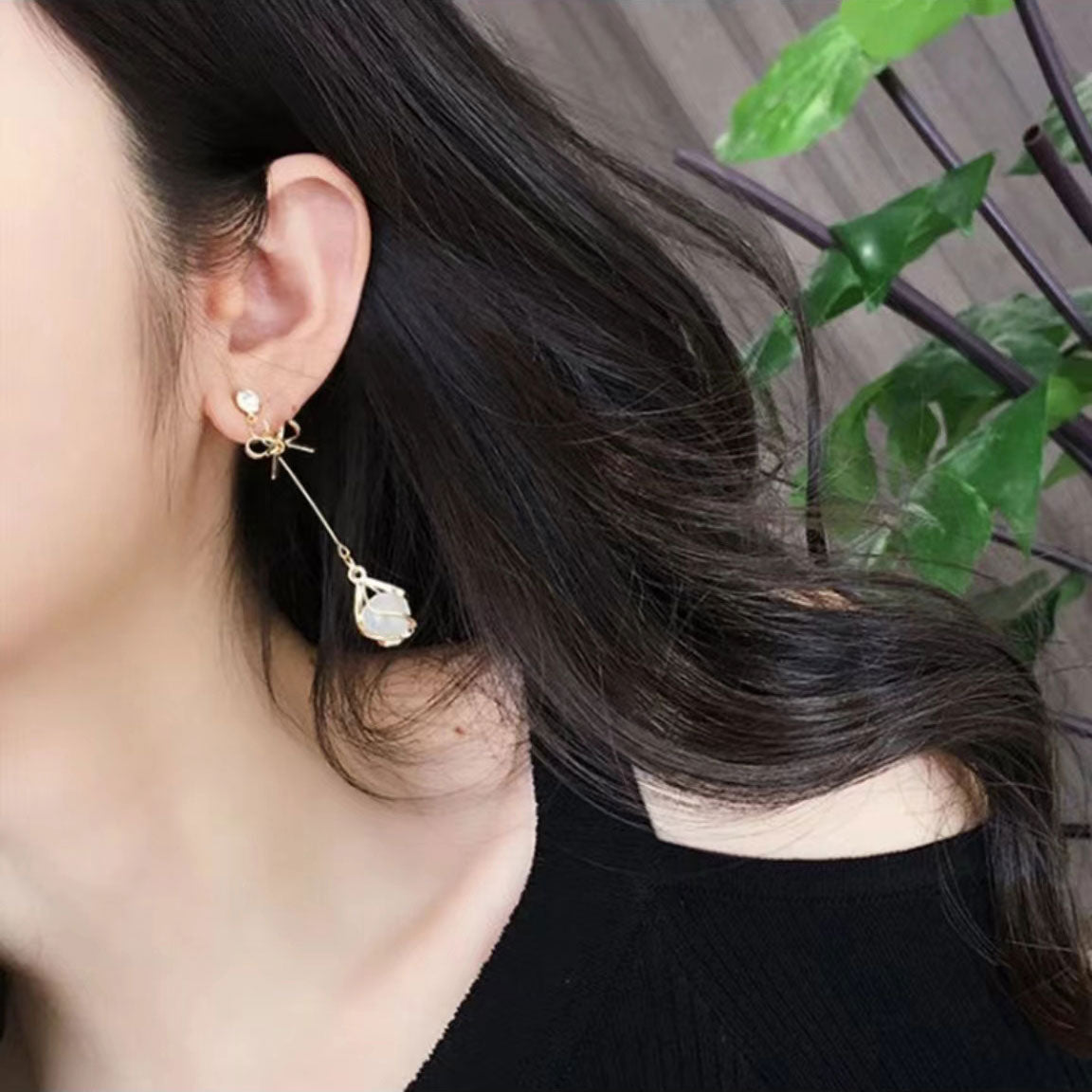 Korean style long cat eye earrings