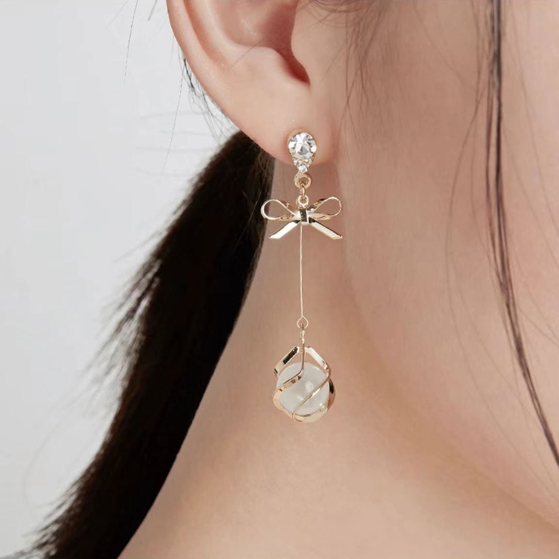 Korean style long cat eye earrings