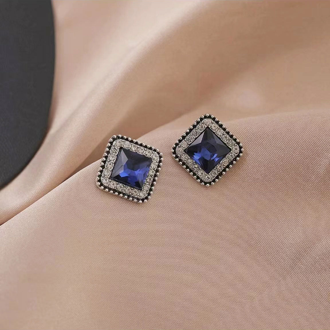 Square Sapphire Earrings