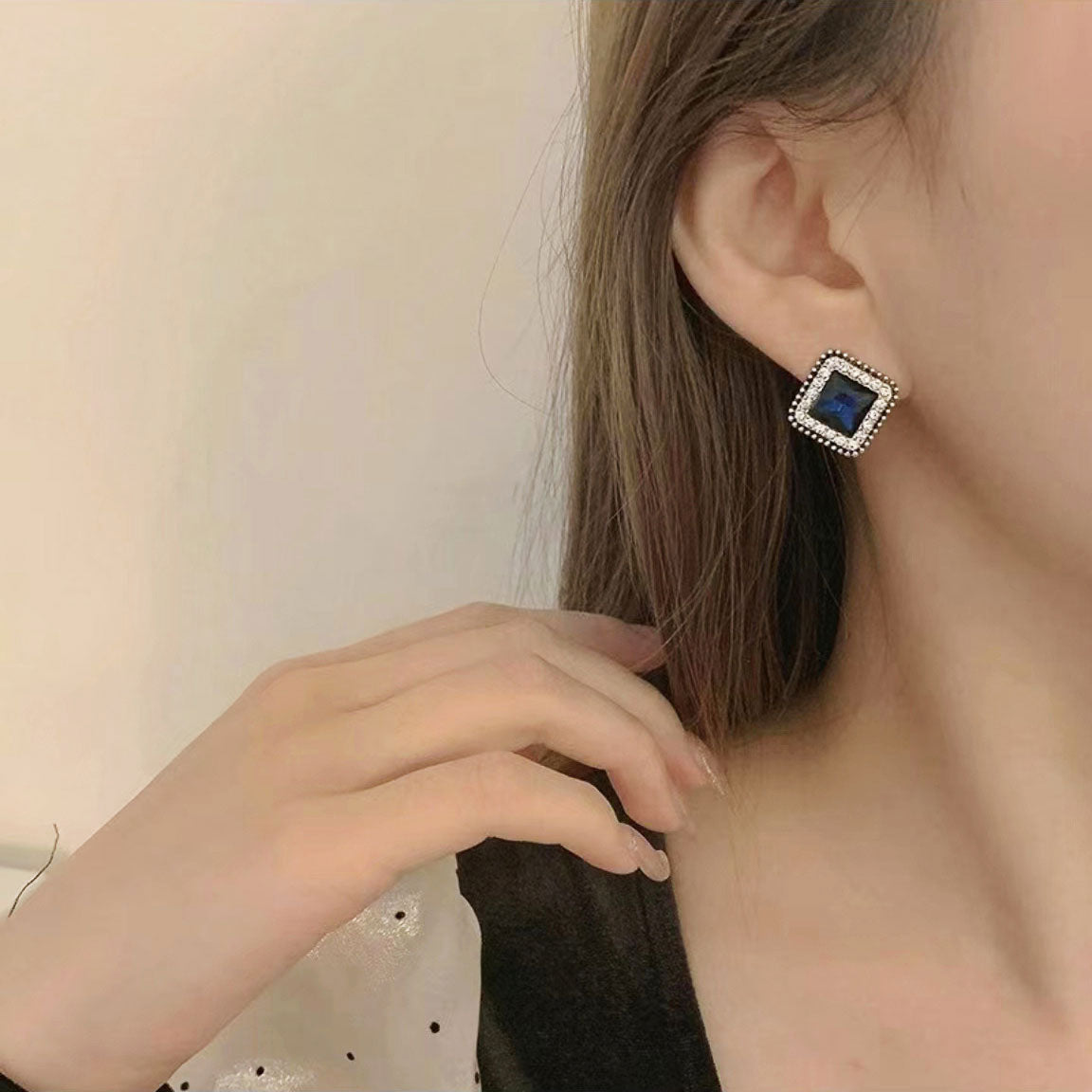 Square Sapphire Earrings