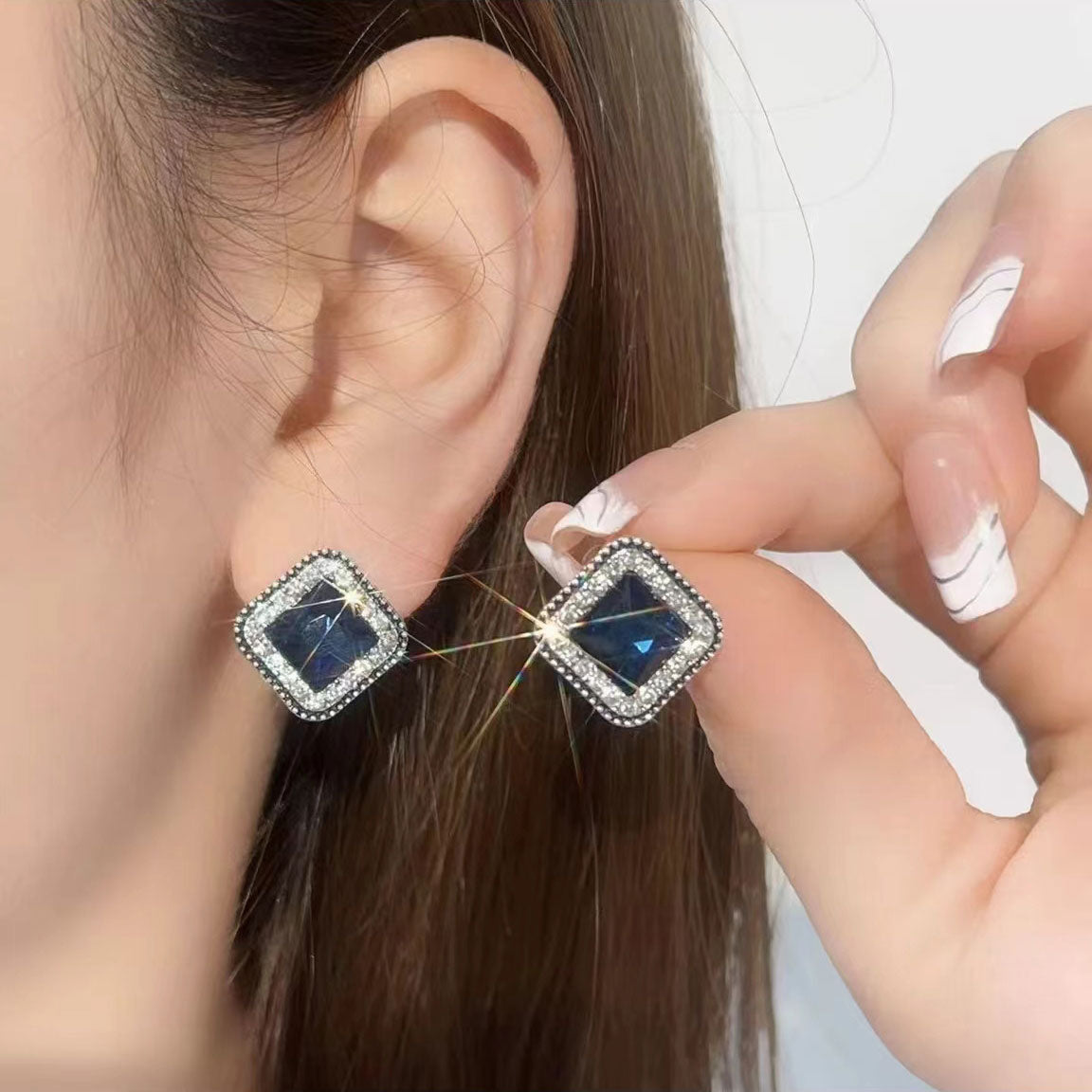 Square Sapphire Earrings