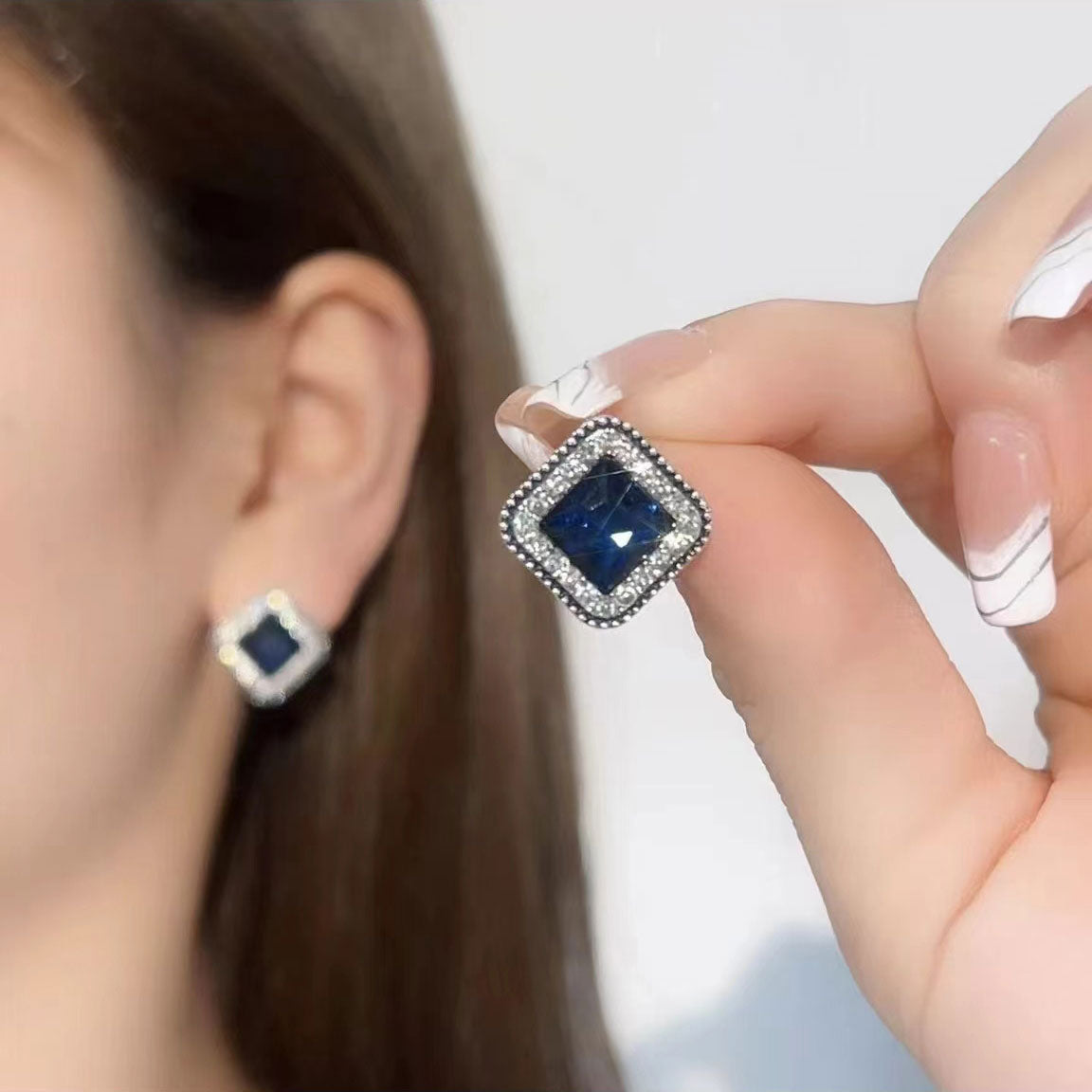 Square Sapphire Earrings