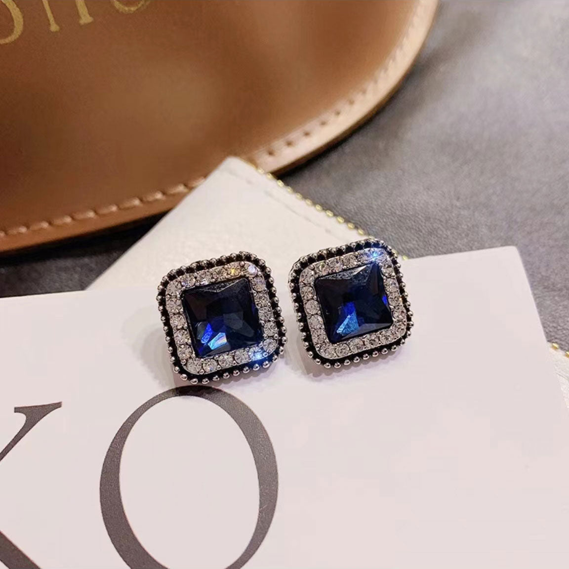 Square Sapphire Earrings