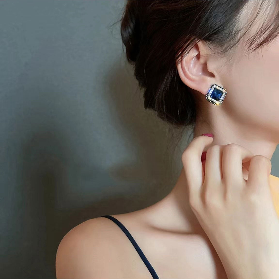 Square Sapphire Earrings