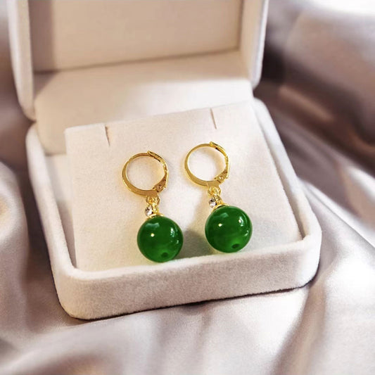 Cute Emerald Cat Eye Earrings 