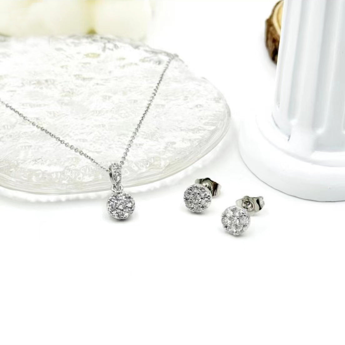 Diamond necklace earrings 