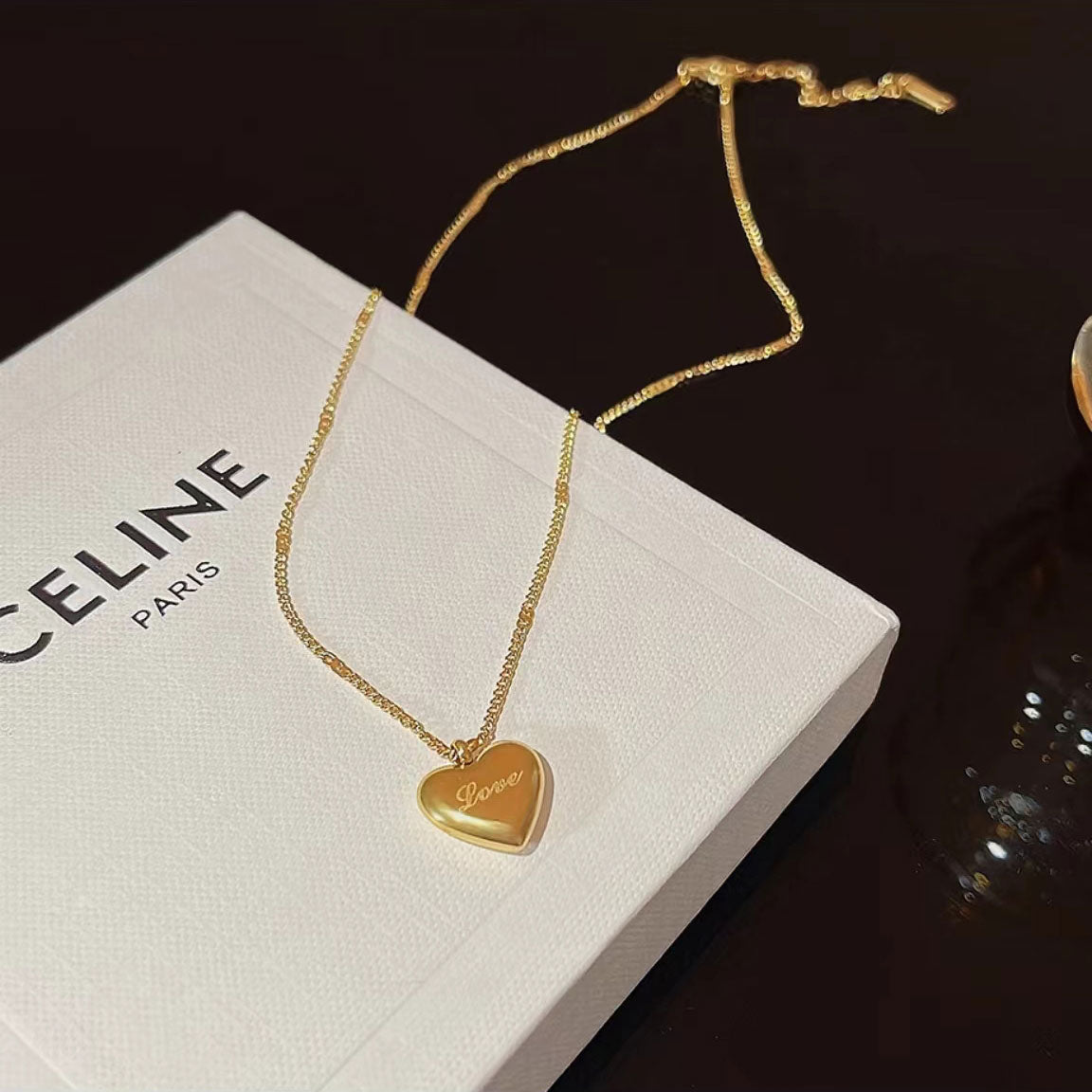 Gold Alphabet Heart Shape Necklace