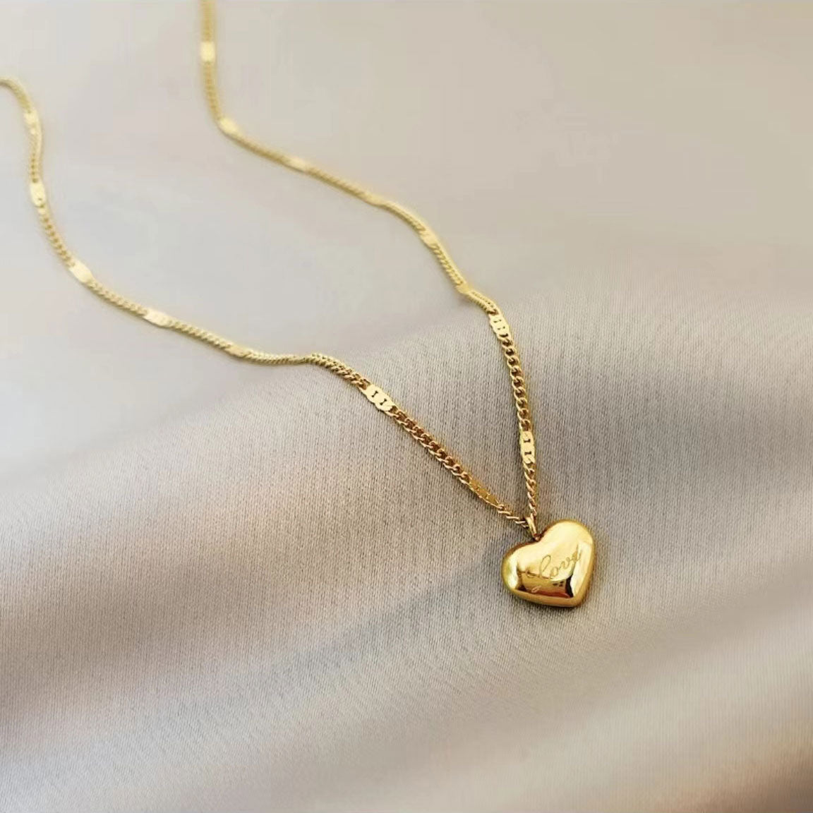 Gold Alphabet Heart Shape Necklace