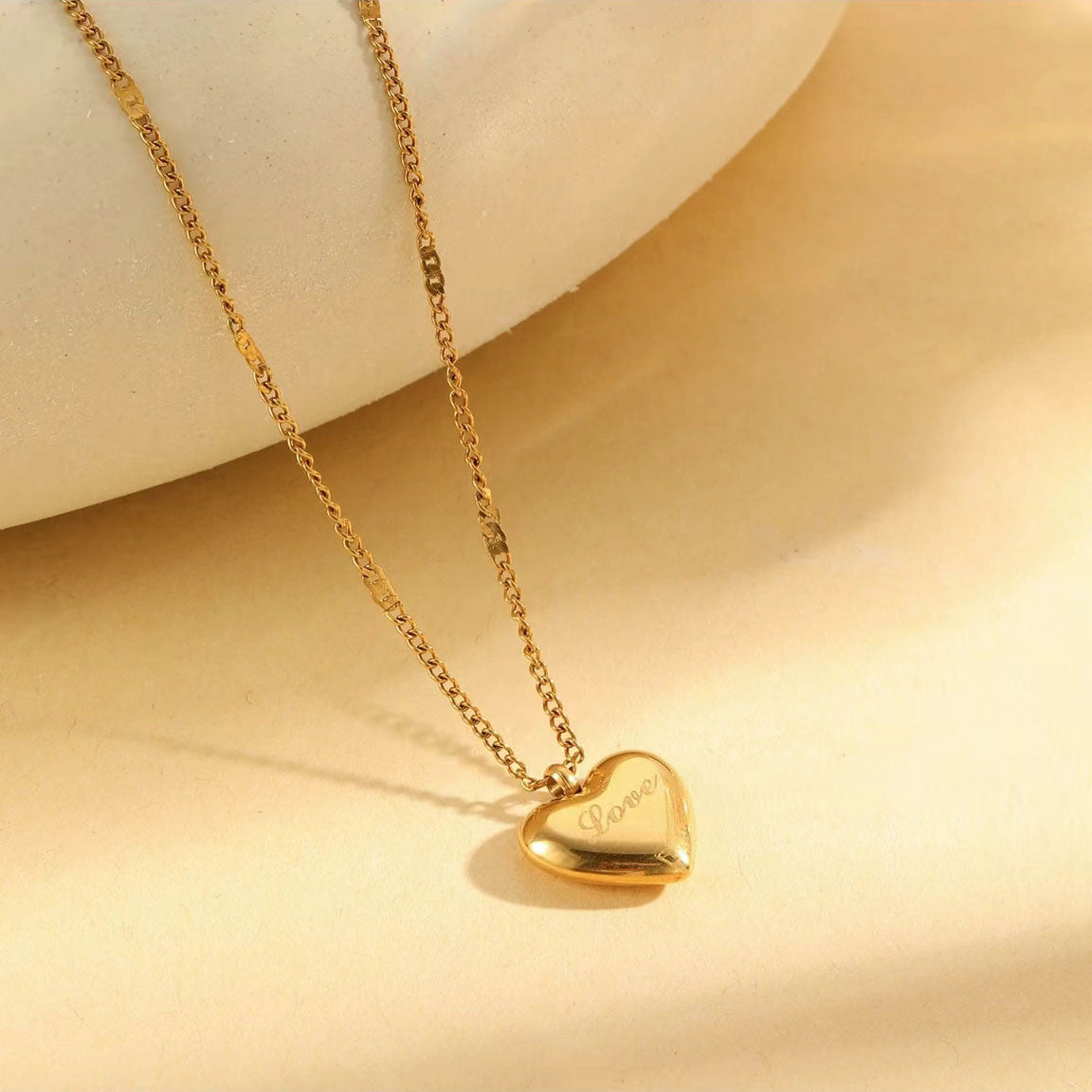 Gold Alphabet Heart Shape Necklace