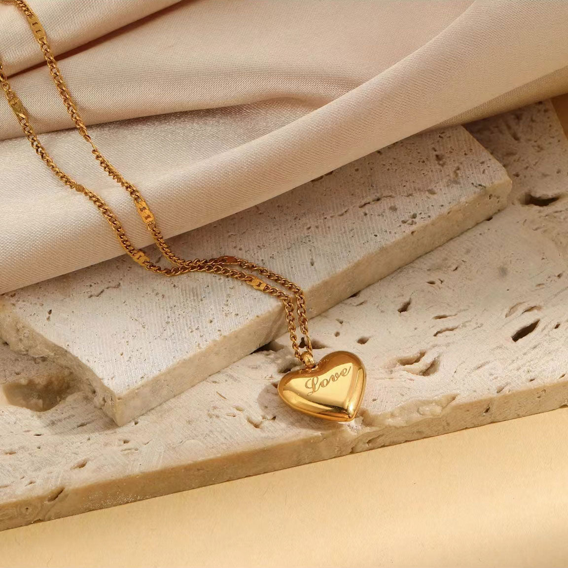 Gold Alphabet Heart Shape Necklace