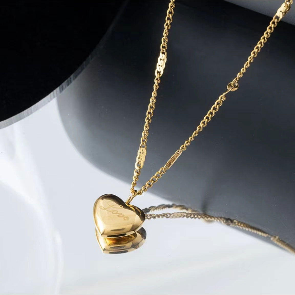 Gold Alphabet Heart Shape Necklace