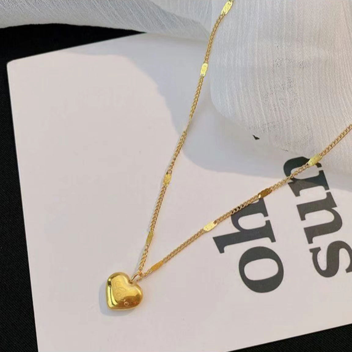 Gold Alphabet Heart Shape Necklace