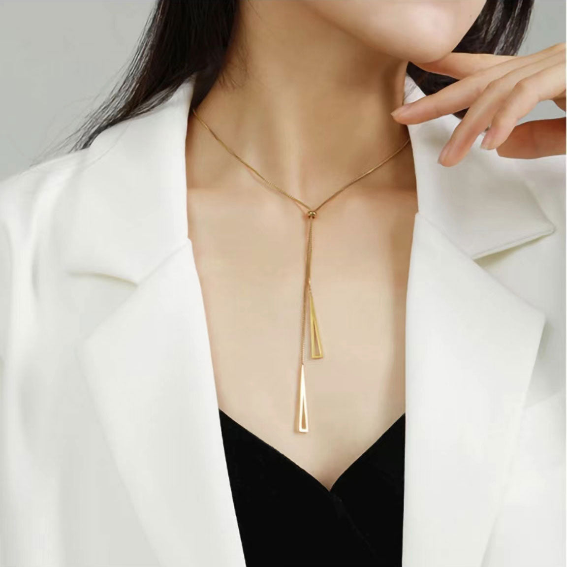 Simple Triangle Geometric Necklace