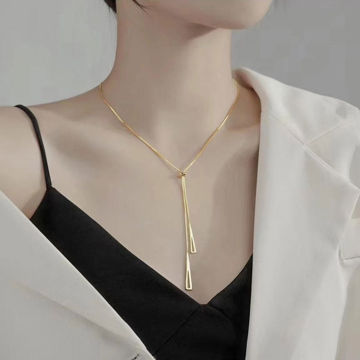 Simple Triangle Geometric Necklace