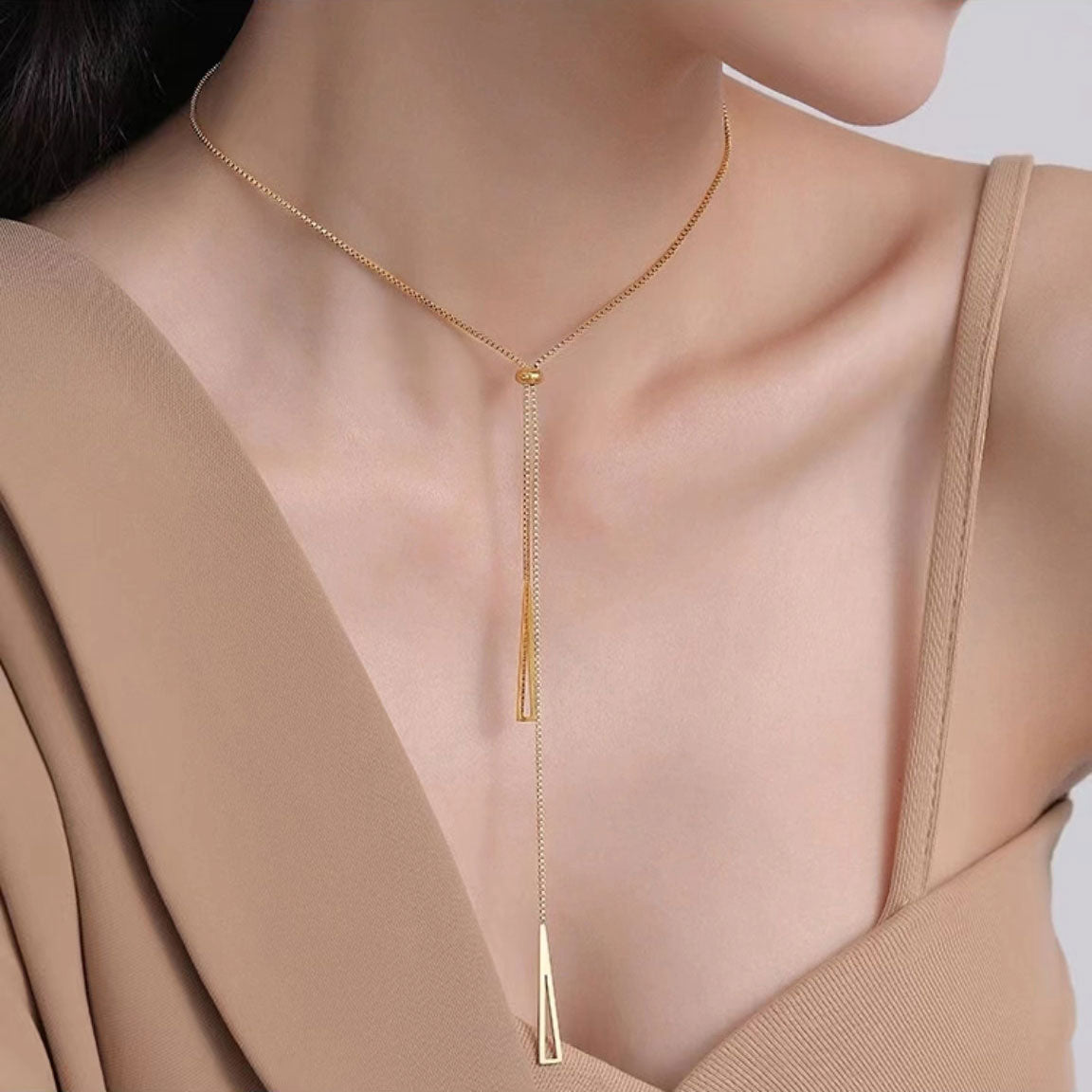 Simple Triangle Geometric Necklace