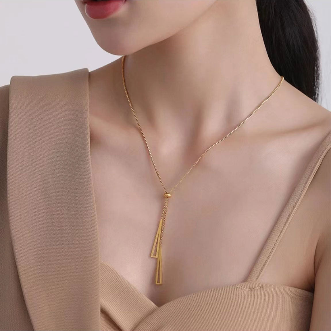 Simple Triangle Geometric Necklace