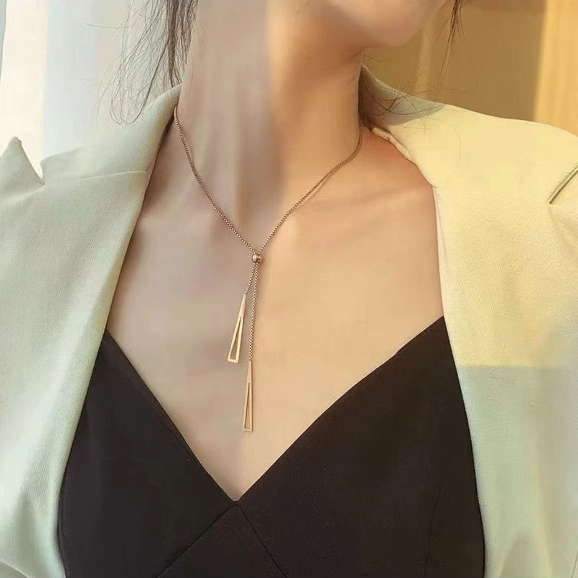 Simple Triangle Geometric Necklace