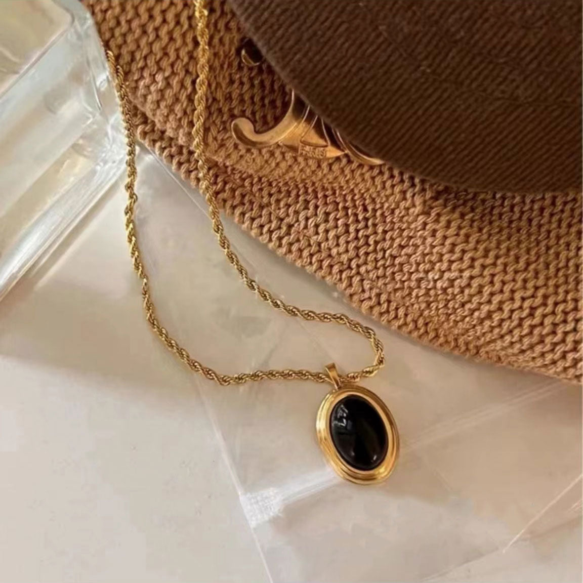 French style black gemstone necklace