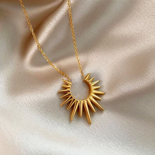 American style gold sun necklace