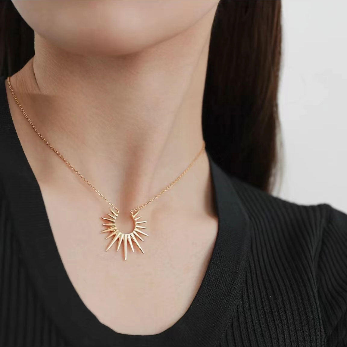 American style gold sun necklace