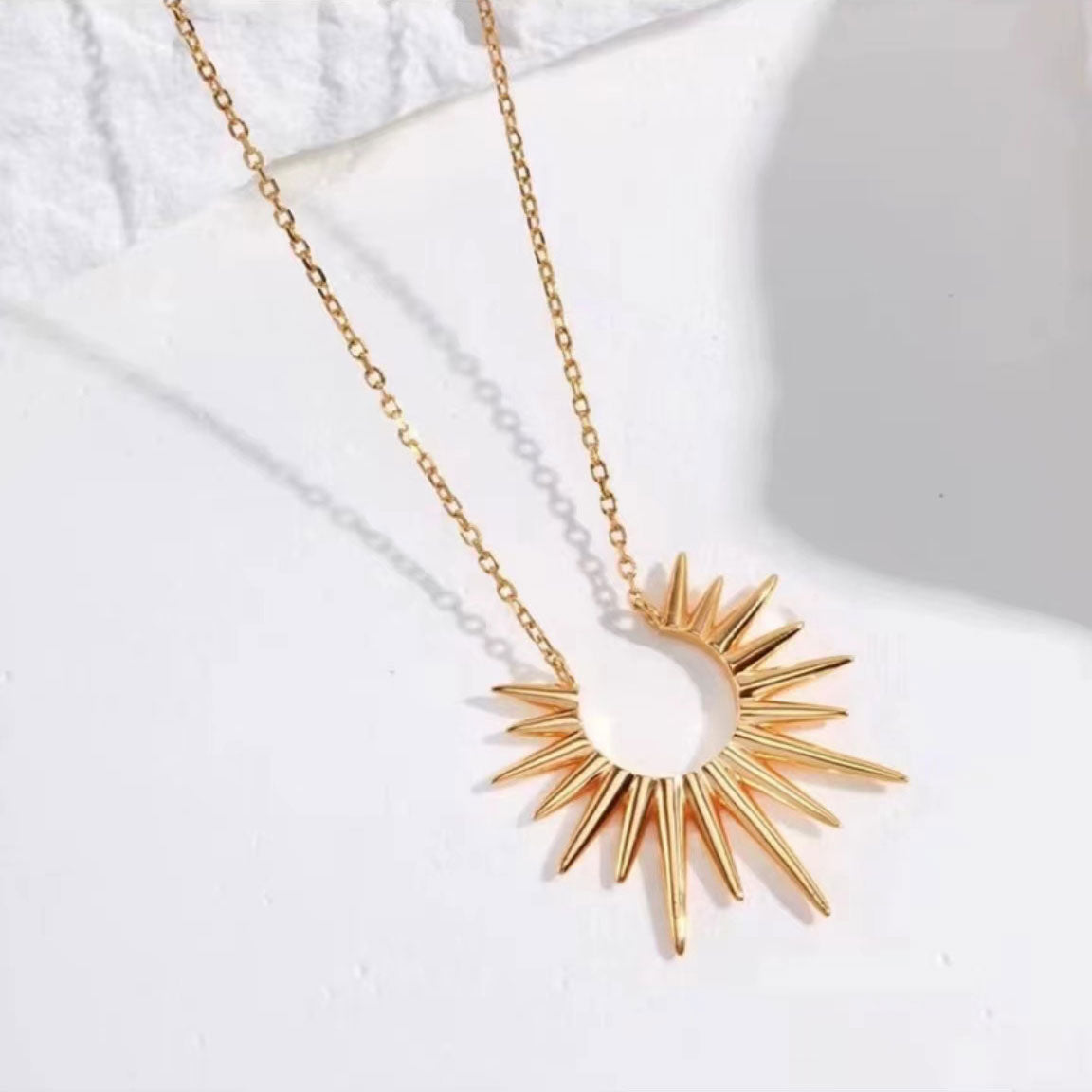 American style gold sun necklace