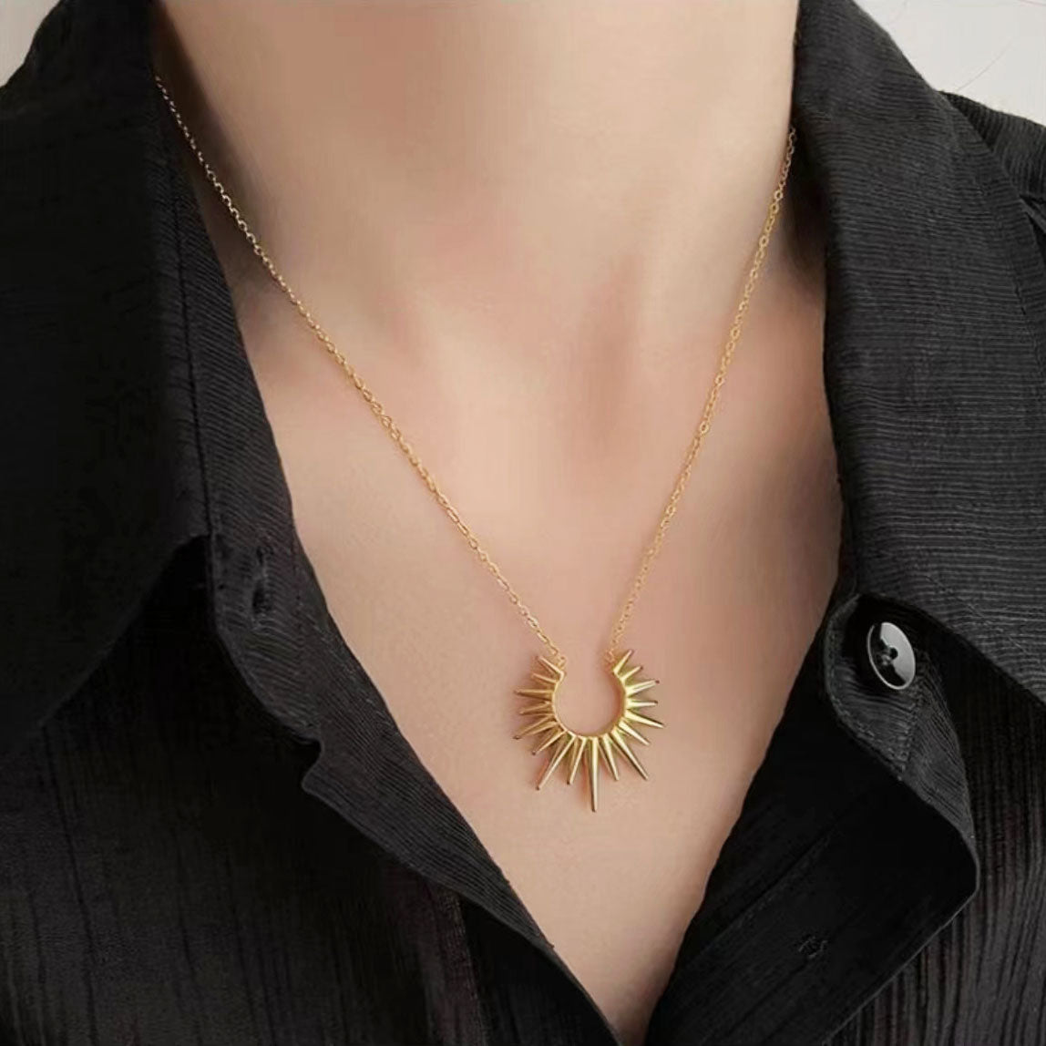 American style gold sun necklace