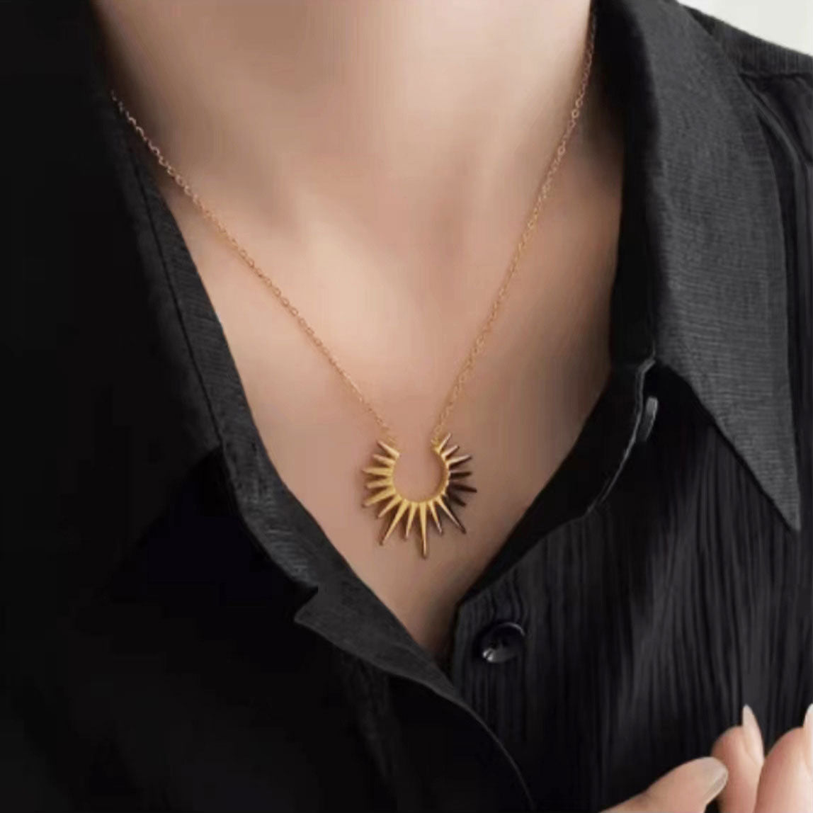 American style gold sun necklace