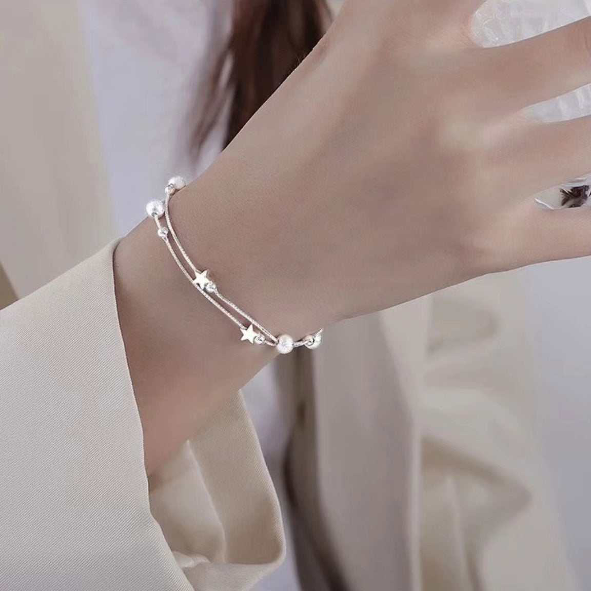 Double layer star bracelet