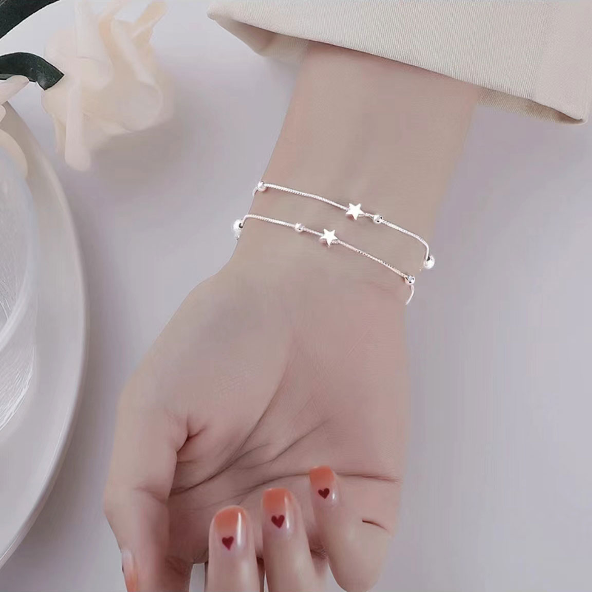 Double layer star bracelet