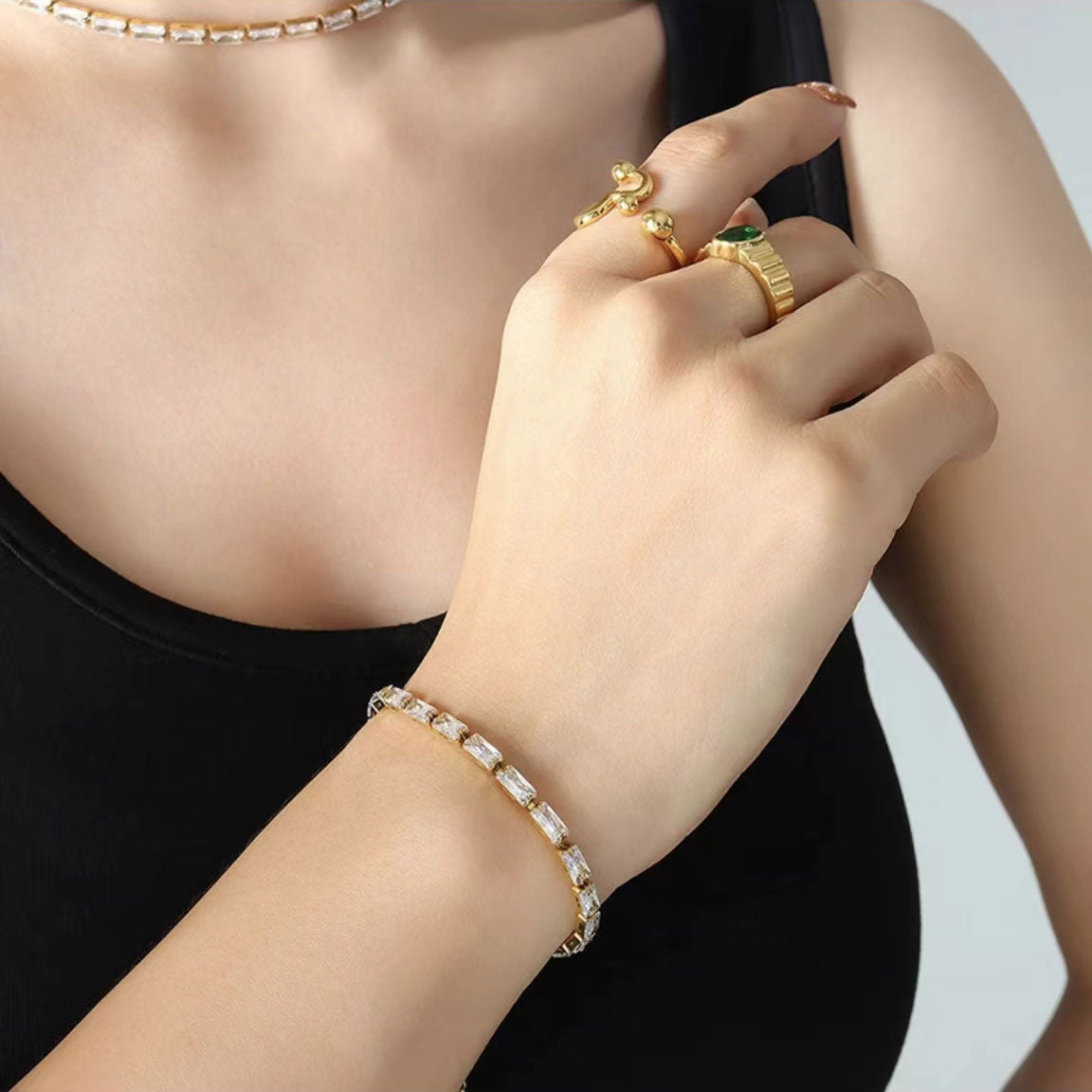 Trendy Square Ice Crystal Bracelet 